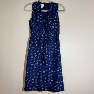 Talbots Blue Silk Circle Pattern Midi size 10P
